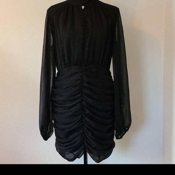 House Of Harlow 1960 Ruched Dress Long Sleeves #LBD - Picture 6 of 7